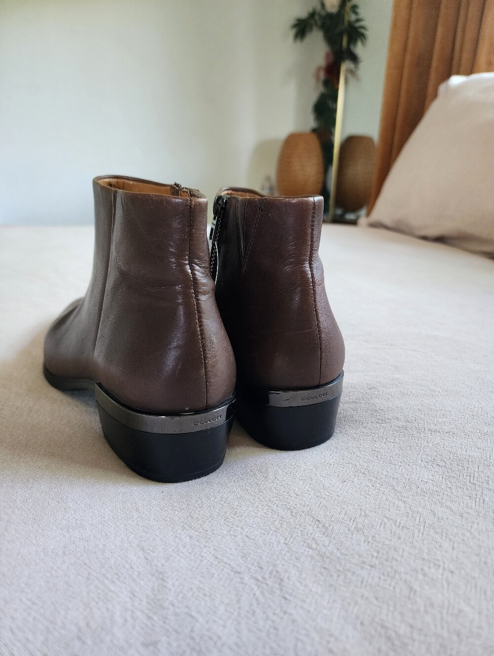 Coach Montana Brown Leather Ankle Boots - Picture 3 of 7